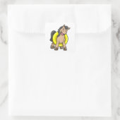 Paard bij strand met draaiende ring vierkante sticker (Tas)