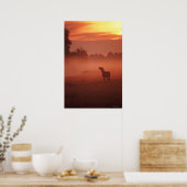 Paard bij zonsopgang poster (Keuken)