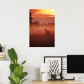 Paard bij zonsopgang poster (Thuiskantoor)
