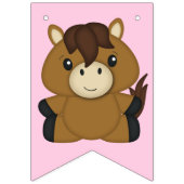 Paard Birthday Party roze Vlaggetjes (Eerste vlag)