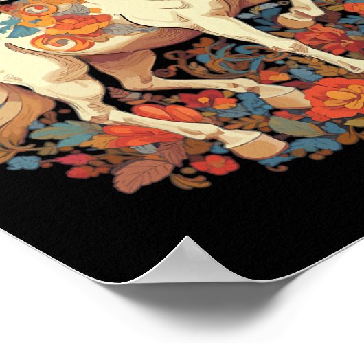 Paard Bloem Bloemen Paardrijden Ruitersport Poster (Hoek)