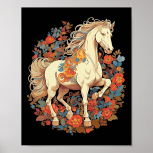 Paard Bloem Bloemen Paardrijden Ruitersport Poster