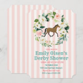 Paard Bloemen Derby Bridal Shower Uitnodiging (Voorkant / Achterkant)