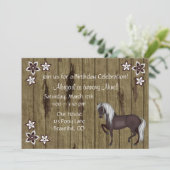 Paard, Bloemen, Hout BKG Westerne Verjaardag Uitno Kaart (Staand voorkant)