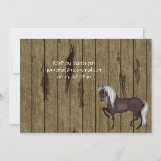 Paard, Bloemen, Hout BKG Westerne Verjaardag Uitno Kaart (Achterkant)