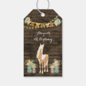 Paard, Bloemen Rustiek Hout Verjaardag Dank u Cadeaulabel (Achterkant)