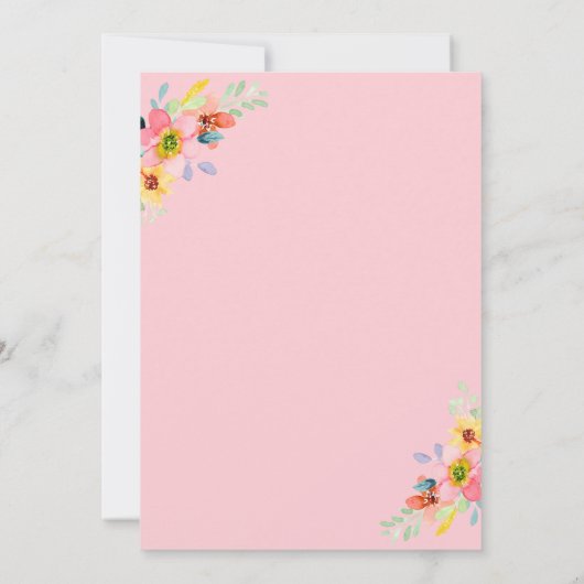 Paard Bloemen Verjaardagsfeestje Pony Roze Bedankkaart (Achterkant)