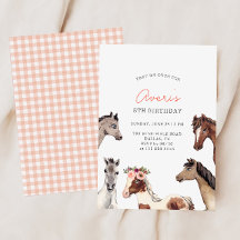 Paard Boho Cowgirl Verjaardagsuitnodiging