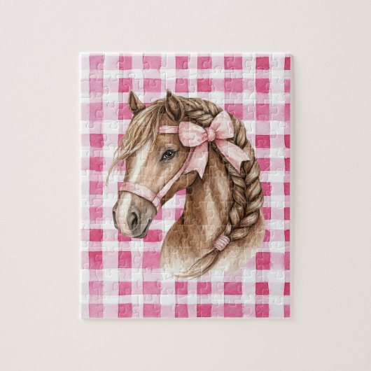 Paard boog met roze strepen legpuzzel (Verticaal)
