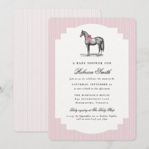 Paard Boog Vintage Equine Roze Meisje Baby Shower Kaart