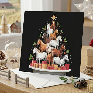 Paard Boom Kerst Paarden Kerstcadeaus Feestdagenkaart