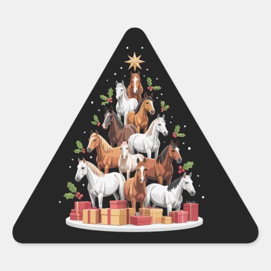Paard Boom Kerst Paarden Kerstcadeaus Sticker (Voorkant)