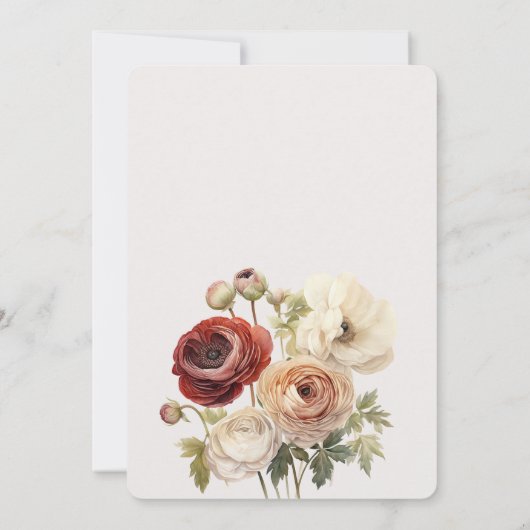 Paard Bourgogne Crème Bloemen Verjaardag Kaart (Achterkant)