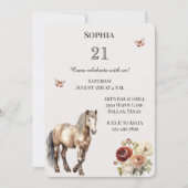 Paard Bourgogne Crème Bloemen Verjaardag Kaart (Voorkant)