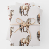 Paard Bourgogne Crème Vlinders Verjaardag Inpakpapier Vel (In situ)