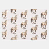 Paard Bourgogne Crème Vlinders Verjaardag Inpakpapier Vel (Voorkant)