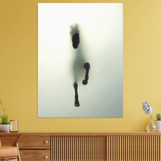 Paard breekt door mist canvas afdruk (Insitu (Woonkamer))
