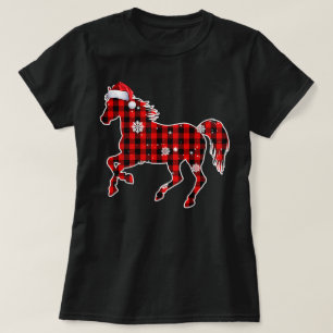 Paard Buffalo Plaid Kerstman Kerst Matching T-shirt