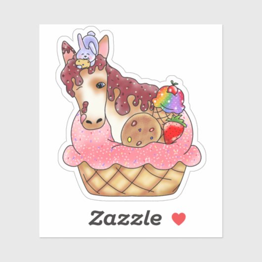 Paard & Bunny Cupcake Dessert | Sticker (Vel)