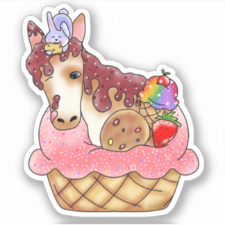 Paard & Bunny Cupcake Dessert | Sticker