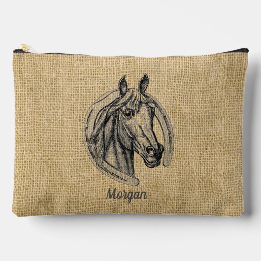 Paard Cameo op Burlap gepersonaliseerd Etui (Voorkant)