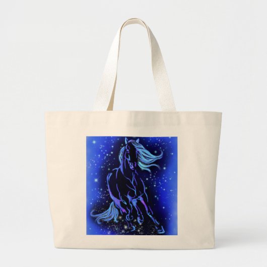 Paard Canvas tas die in blauwe Sterrennacht loopt (Voorkant)