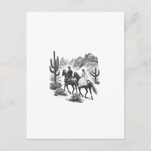 Paard Canyon Paar Bruiloft Informatiekaartje (Achterkant)