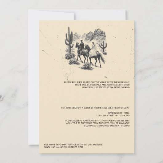 Paard Canyon Paar Bruiloft Kaart (Achterkant)