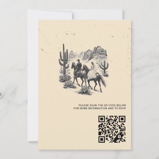 Paard Canyon Paar met QR Code Bruiloft Kaart (Achterkant)