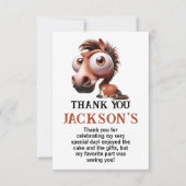 Paard Caricaturen 1e Verjaardagsfeestje  Bedankkaart (Voorkant)