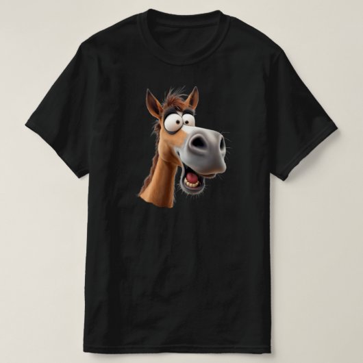 Paard cartoon volledig verbijsterd. t-shirt (Design voorkant)