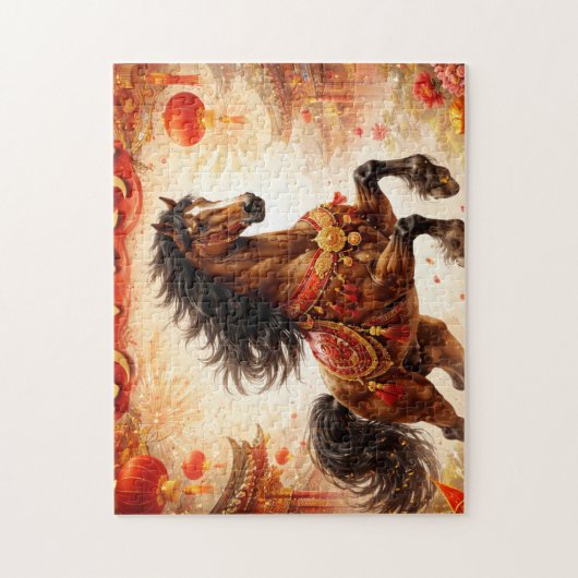 Paard Chinees, paard liefhebbers Legpuzzel (Verticaal)