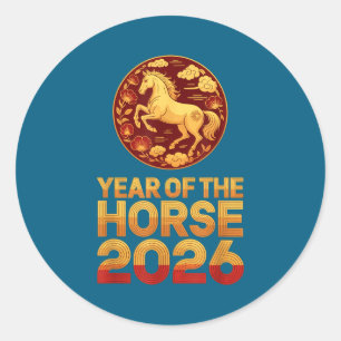 Paard Chinese Dierenriem Lunar Ronde Sticker