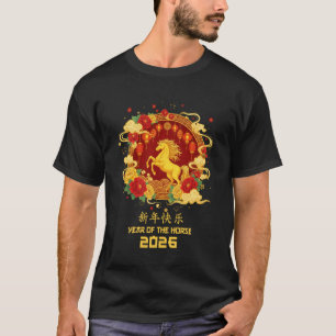 Paard Chinese Dierriem Nieuwjaarsdag 2026 T-shirt