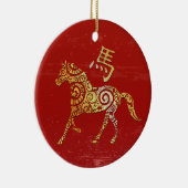 Paard Chinese Zodiac Horoscoop sterrenbeeld Keramisch Ornament (Rechts)