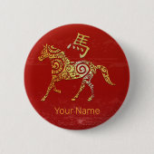 Paard Chinese Zodiac Horoscoop sterrenbeeld Ronde Button 5,7 Cm (Voorkant)