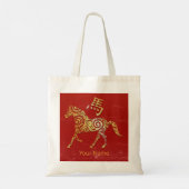 Paard Chinese Zodiac Horoscoop sterrenbeeld Tote Bag (Achterkant)