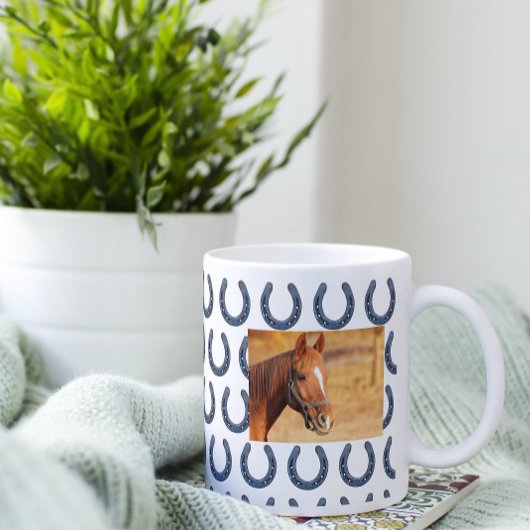 Paard Collage Foto Aangepaste Eigenaar Hoefijzer Koffiemok