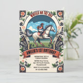 Paard Cowboy Kentucky Derby Party 1e Verjaardag Kaart (Staand voorkant)