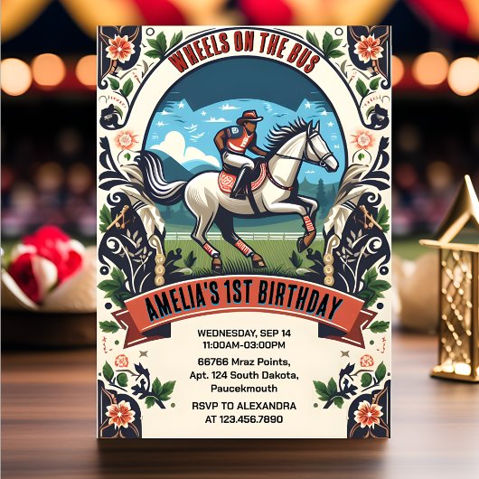 Paard Cowboy Kentucky Derby Party 1e Verjaardag Kaart