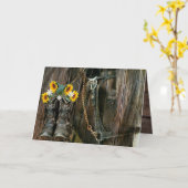 Paard Cowboylaarzen Zonnebloemen Rustieke Schuurpl Kaart (Gele Bloem)
