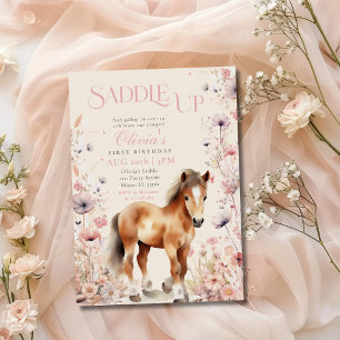 Paard Cowgirl Paardrijden Wilde Bloemen Roze Verja Kaart