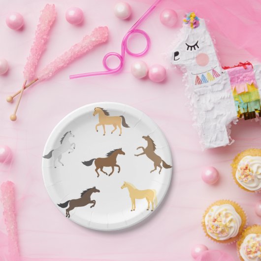 Paard Cowgirl Ruitersport Elegant 1e Verjaardag Papieren Bordje (Feest)