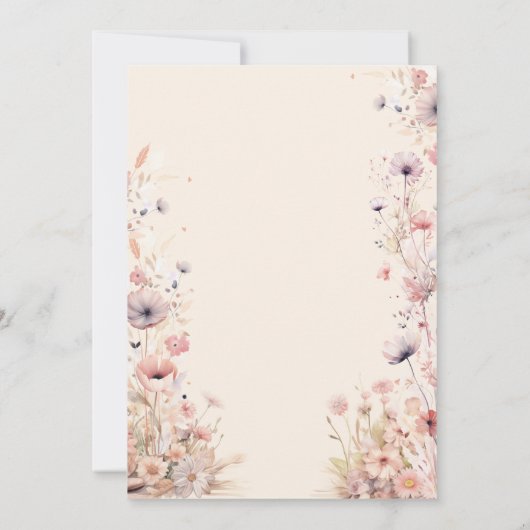 Paard Cowgirl Ruitersport Wildbloemen Roze Verjaar Kaart (Achterkant)