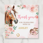 Paard Cowgirl Verjaardag Party Square Bedankjes Labels (Voorkant)