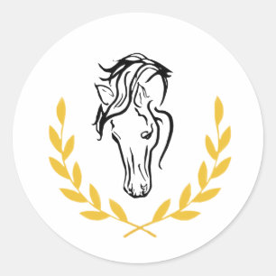 Paard Crest Trouwzegel - Paardensport Lauwerkrans  Ronde Sticker