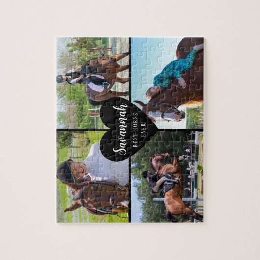 Paard Custom 4 Foto's Collage Zwart Legpuzzel (Verticaal)