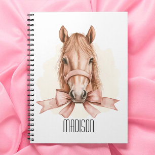 Paard Cute Boog Meisjesachtig Waterverf Dierenport Notitieboek