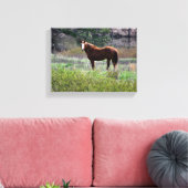Paard dat achterom kijkt canvas afdruk (Insitu (Woonkamer))