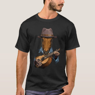 Paard dat akoestische gitaar speelt Paard Gitarist T-shirt